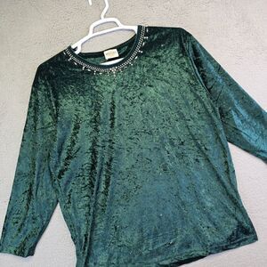 Bentley Crushed Velvet Top Womens Plus 2XL Studded Jewel Neckline Whimsigoth